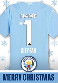 Tap to view Man City FC - Football Shirt Personalised Christmas Card