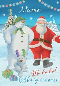 Tap to view Santa, Snowman and the Snow Dog Christmas Card