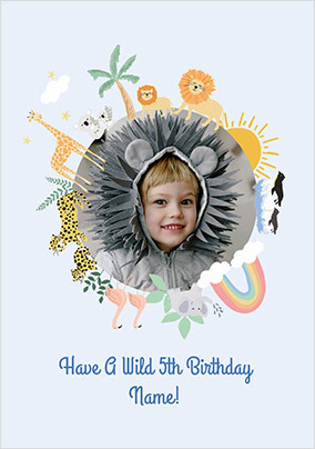 Have a Wild 5th Birthday Photo Card