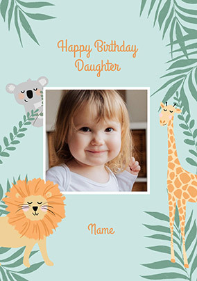 Daughter Zoo Animals Photo Birthday Card