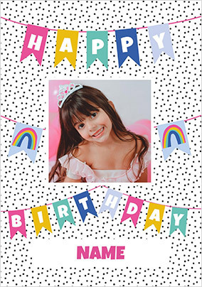 Happy Birthday Bunting and Rainbows Photo Card