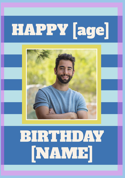 Happy Birthday Stripy Photo Card