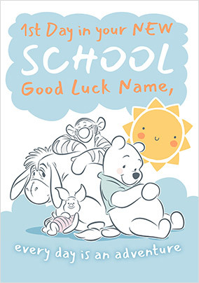 Winnie the Pooh - New School Personalised Card