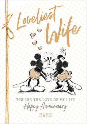 Mickey & Minnie - Wife Personalised Anniversary Card