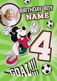 Tap to view Mickey Mouse Football Age 4 Birthday Photo Card