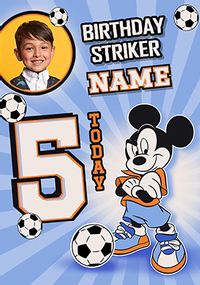 Tap to view Mickey Mouse Football Age 5 Birthday Photo Card
