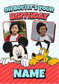 Tap to view Mickey & Friends Oh Boy It's Your Birthday 2 Photo Card