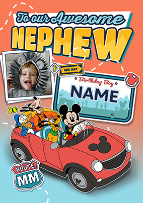Mickey Mouse Nephew Birthday Photo Card