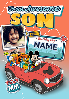 Mickey Mouse Son Birthday Photo Card