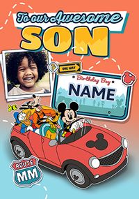 Tap to view Mickey Mouse Son Birthday Photo Card