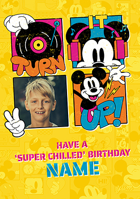 Mickey Mouse Turn It Up Birthday Photo Card