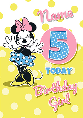 Minnie Mouse 5 Today Birthday Card