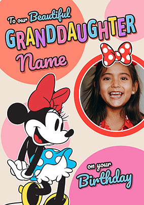 Minnie Mouse Grandaughter Birthday Photo Card