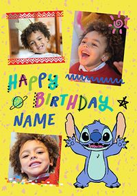 Tap to view Stitch Happy Birthday 3 Photo Card