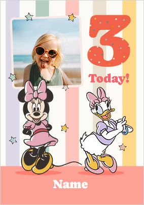 Photo of Minnie & Daisy 3 Today Birthday Photo Card