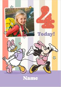 Tap to view Minnie & Daisy 4 Today Birthday Photo Card