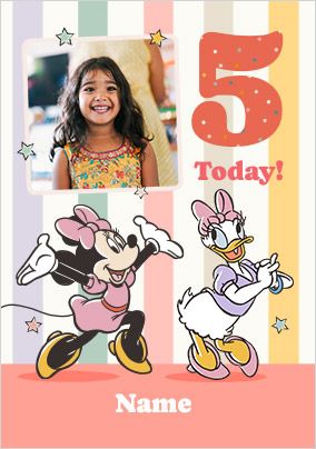 Photo of Minnie & Daisy 5 Today Birthday Photo Card