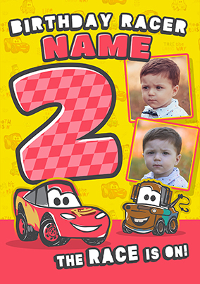Cars Age 2 Birthday Racer 2 Photo Card