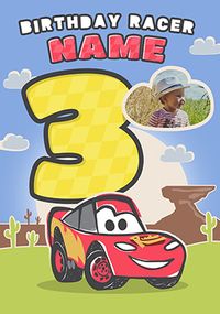 Tap to view Cars Age 3 Birthday Racer Photo Card