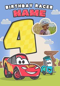 Tap to view Cars Age 4 Birthday Racer Photo Card