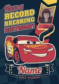 Tap to view Cars Age 7 Record Breaking Birthday Photo Card