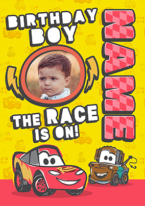 Cars The Race Is On Birthday Boy Photo Card