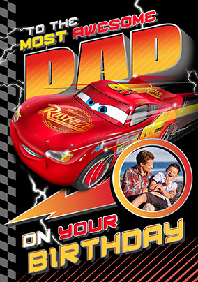 Cars Most Awesome Dad Birthday Photo Card