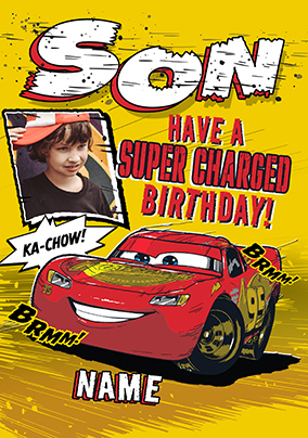 Cars Son Super Charged Birthday Photo Card
