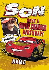 Tap to view Cars Son Super Charged Birthday Photo Card