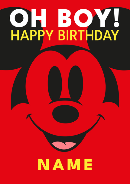 Oh Boy Mickey Happy Faces Birthday Card