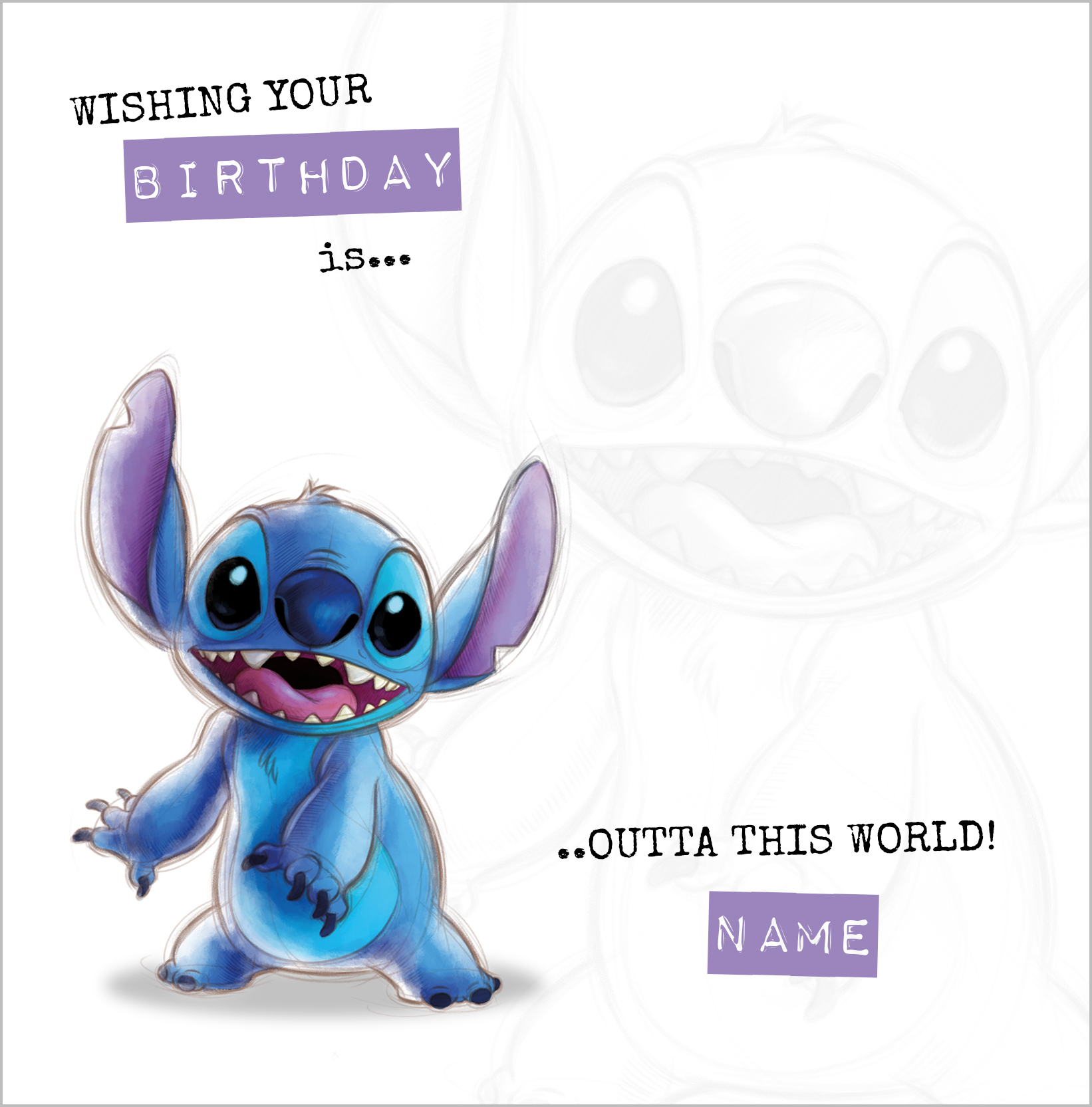 Stitch Heritage Sketch Personalised Birthday Card