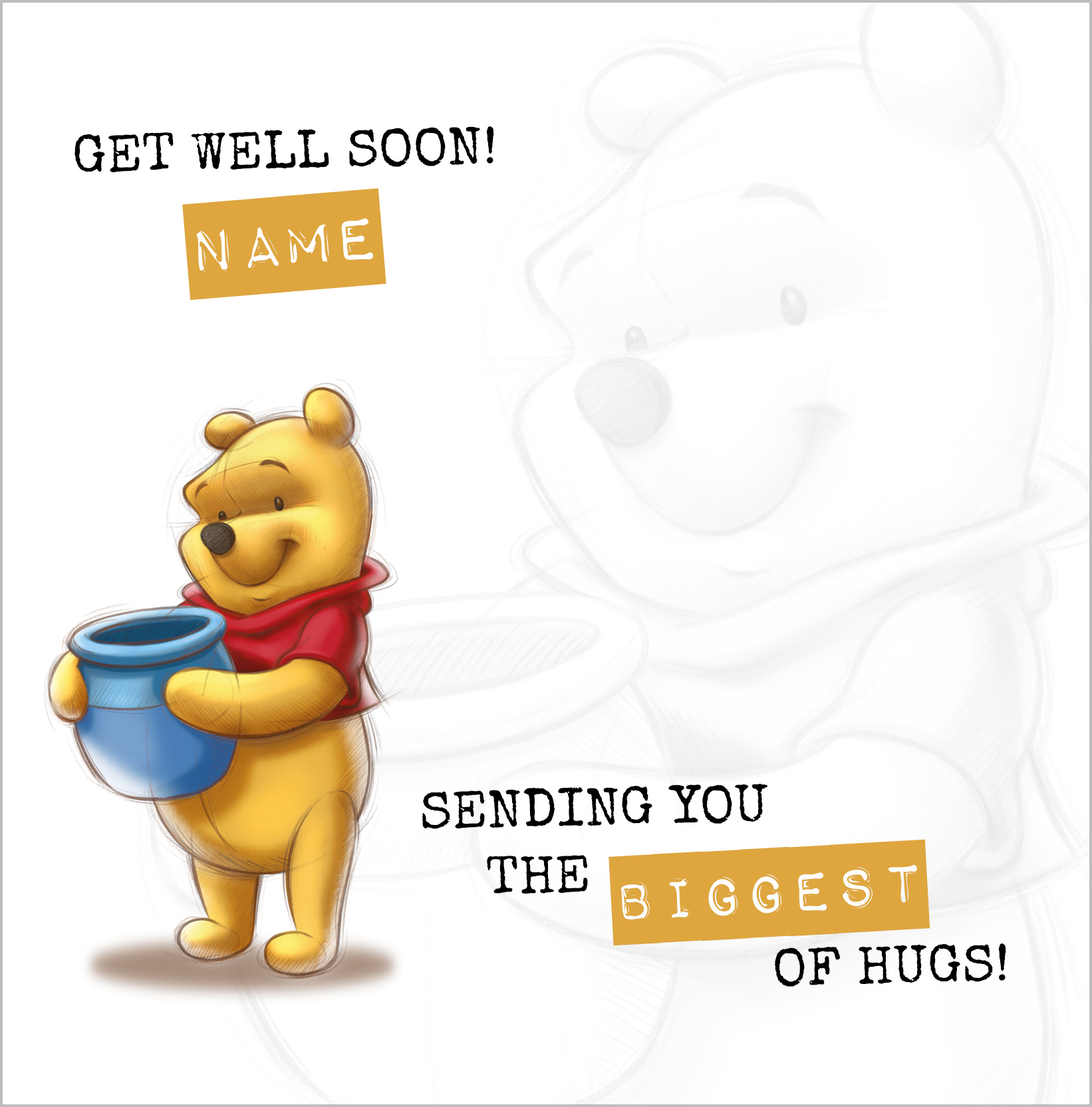 Winnie the Pooh Personalised Get Well Card