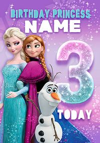 Tap to view Frozen Anna, Elsa & Olaf 3rd Birthday Card