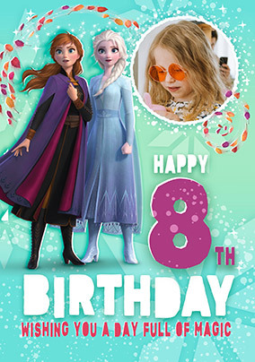Frozen Anna & Elsa 8th Birthday Photo Card