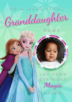 Photo of Frozen Anna & Elsa Granddaughter Birthday Photo Card