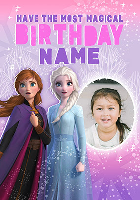 Frozen Anna & Elsa Magical Birthday Photo Card
