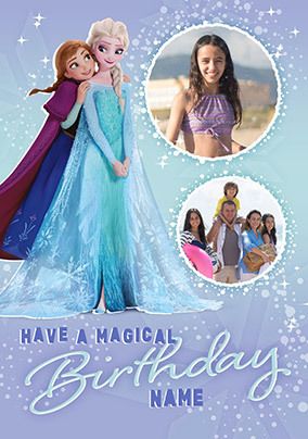 Photo of Frozen Anna & Elsa 2 photo Magical Birthday Card