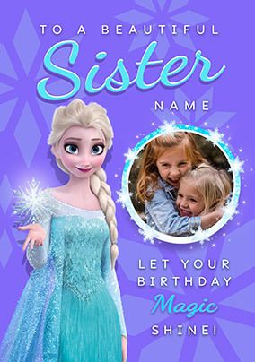 Photo of Frozen Elsa Sister Birthday Photo Card