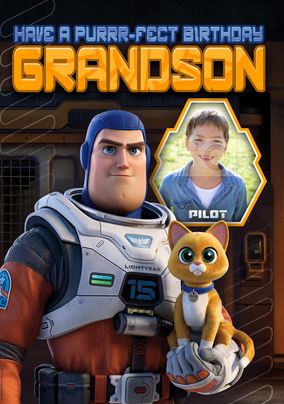 Lightyear - Buzz & Sox Grandson Photo Birthday Card