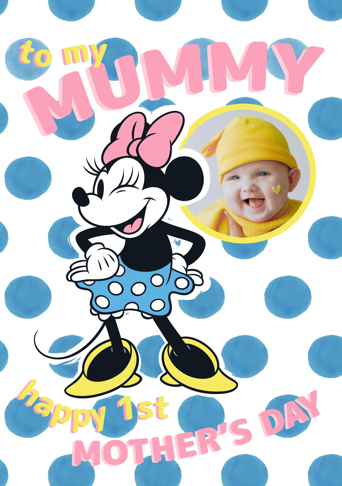 Disney Minnie Mouse Blue Polka Dot 1st Mothers Day Card