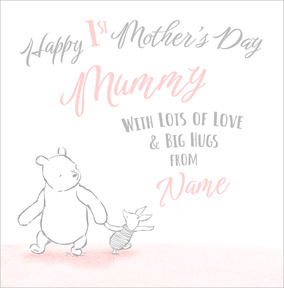 Classic Winnie The Pooh Pink Mummy 1st Mothers Day Card