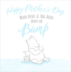 Classic Winnie The Pooh Mum Blue Big Hugs from the Bump Mothers Day Card