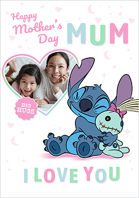 Stitch Happy Mother's Day Mum Heart Photo Card
