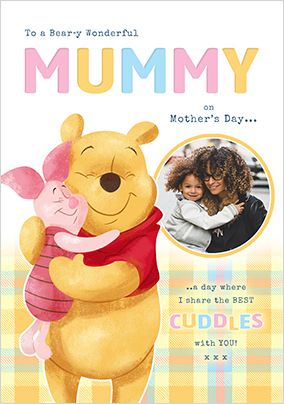 Photo of Winnie The Pooh Cuddles on Mother's Day Photo Card