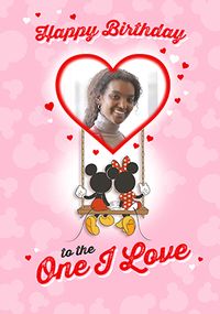 Tap to view Mickey & Minnie One I Love Heart Photo Birthday Card