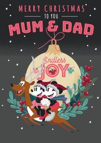 Mum & Dad at Christmas Mickey & Minnie Personalised Card