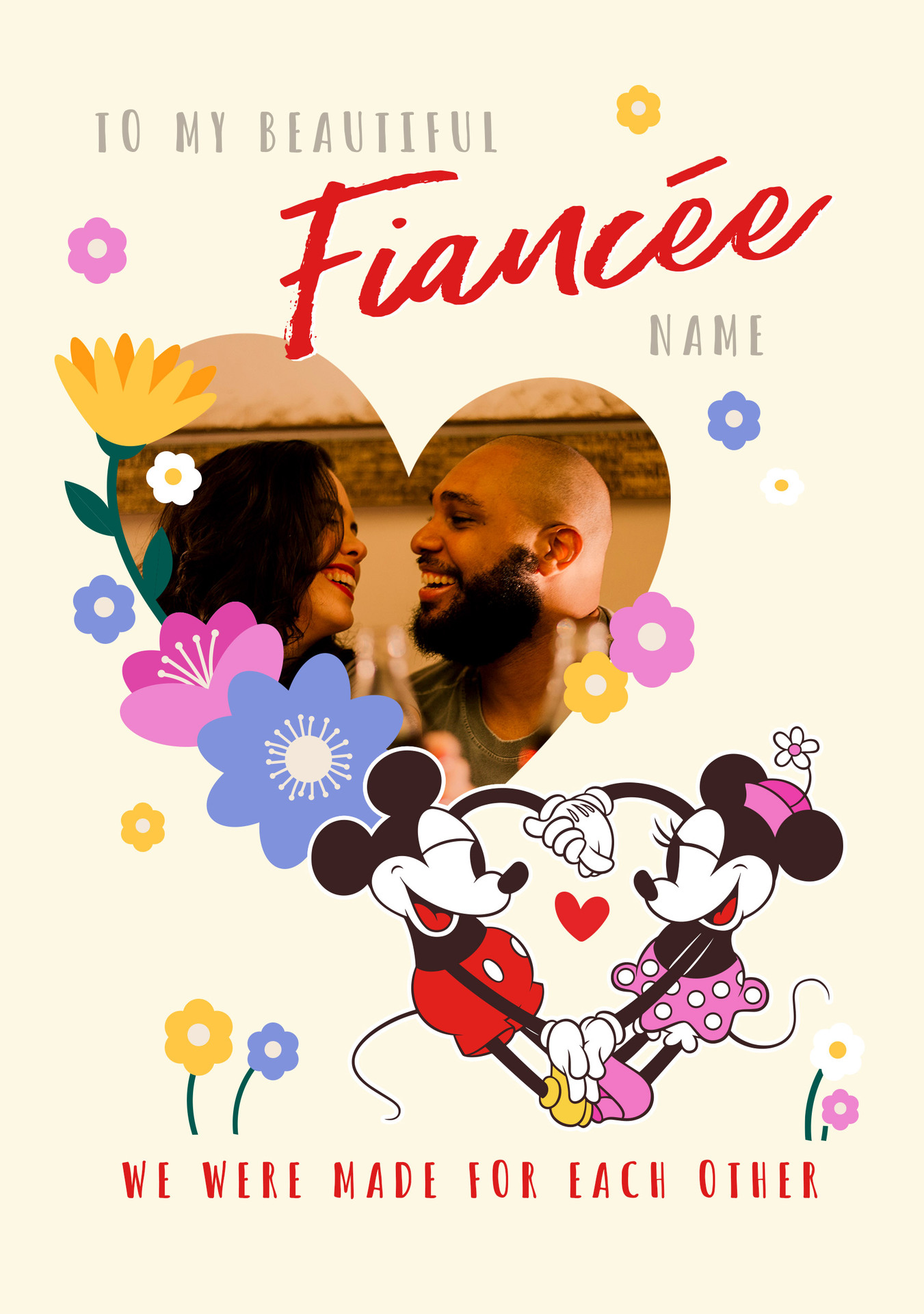 Mickey & Minnie My Fiancee Valentine's Day Photo Card