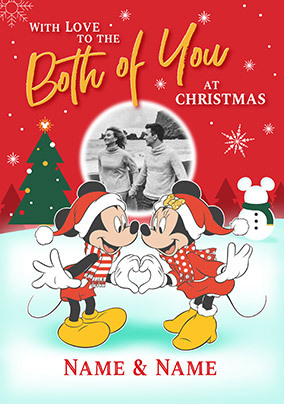 Mickey & Minnie To Both Of You Christmas Photo Card
