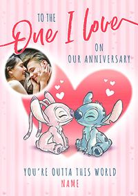 Tap to view Stitch And Angel One I Love Anniversary Photo Card