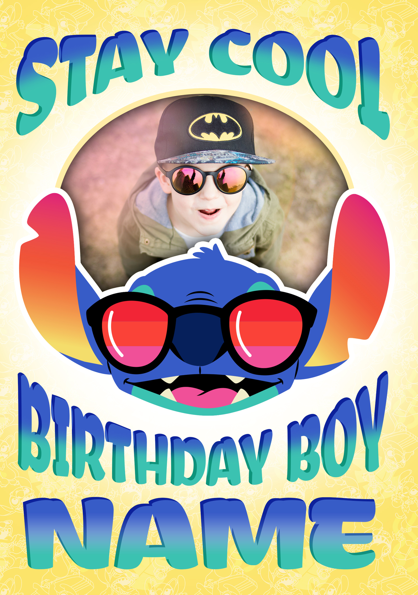 Stitch Birthday Boy Photo Upload Card